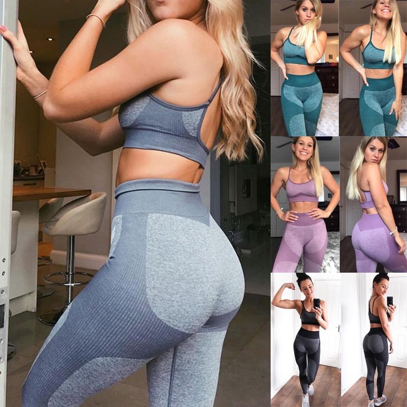 Sleek Women Sleeveless Yoga Set With Padded Bra And High Waisted Elastic Leggings