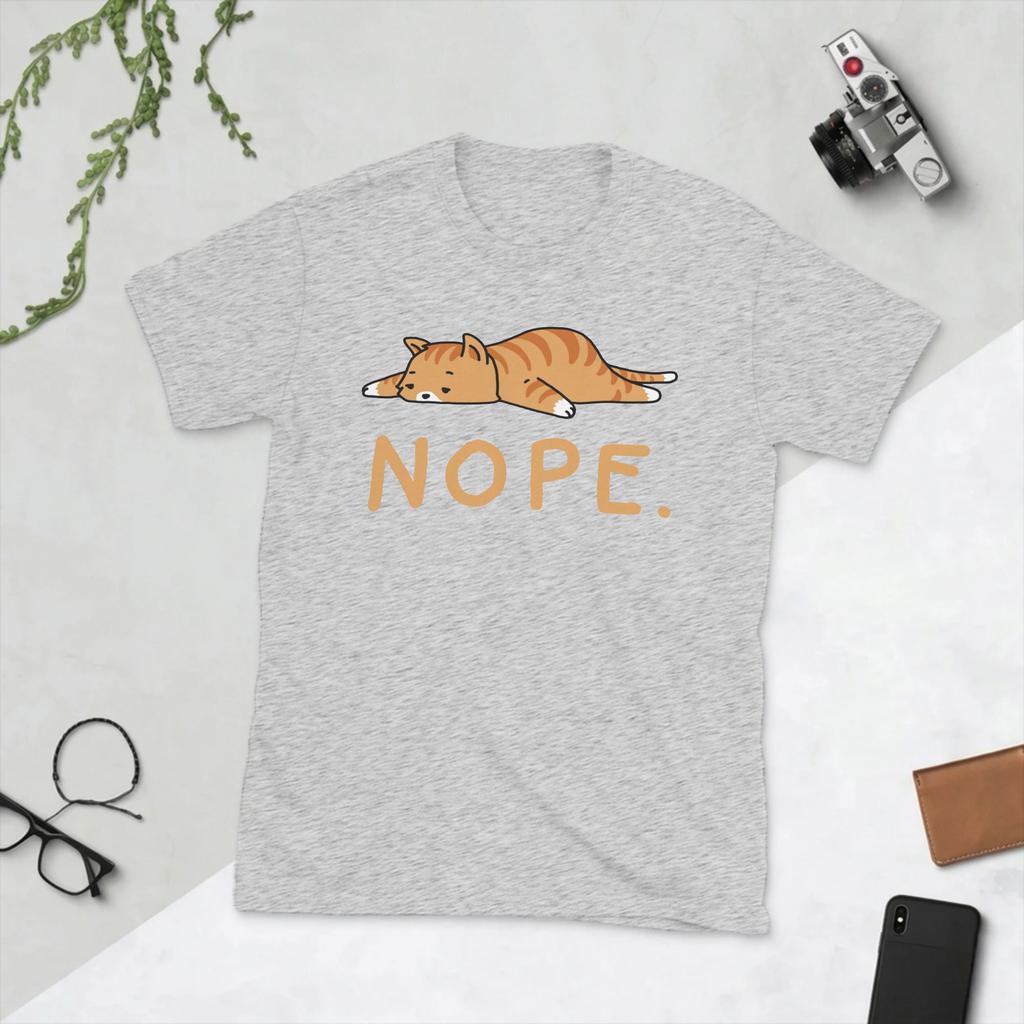 Funny Nope Lazy Cat Caramel TShirts Unisex Round Neck 100 Cotton T Shirt Not Today Short Sleeve Tees 4XL 5XL Clothing