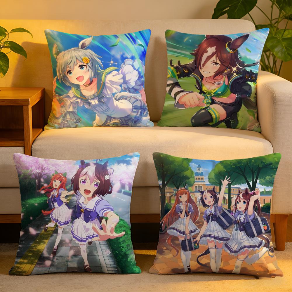 Cushion Cover Linen SkinFriendly Soft Decorative Case For Sofa Home Decor Uma Musume Pretty Derby Pillow cover