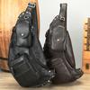 Fashionable Men's Leather Chest Bag with High-end Feel, Retro Handmade Men's Crossbody Bag, Large Capacity Men's Leather Chest Bag