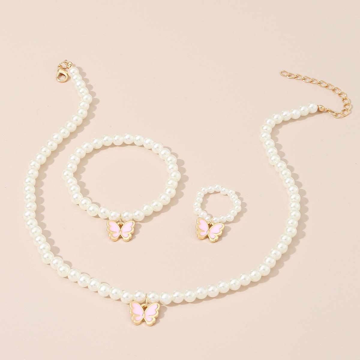 

Модные простые темпераментные аксессуары Циркон детская бабочка Циркон ожерелье браслет кольцо костюм из 3 предметов розовый