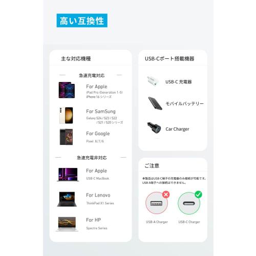 Anker 310 USB-C & USB-C Cable 60W USB PD compatible MacBook Pro iPad Pro Galaxy S23 and others (3.0m White)