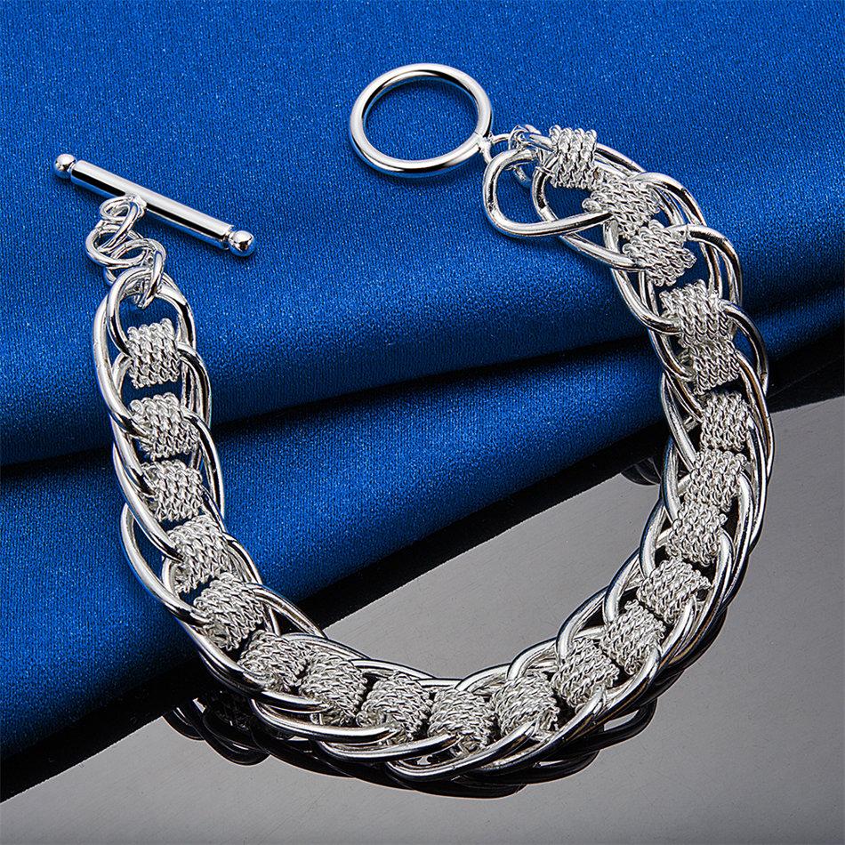 925 Sterling Silver 8-inch Exquisite Round Mesh Bracelet, Fashionable Women's Party Jewelry, Wedding Accessories