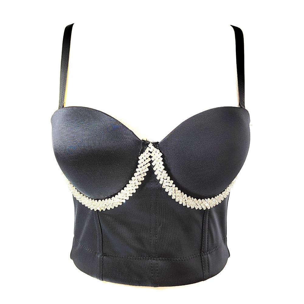 2024 Vest Rhinestone Corset Anti-Exposure Comfortable Body Shaping Wrapped Chest Push up Breathable Bra Outer Wear Bustier