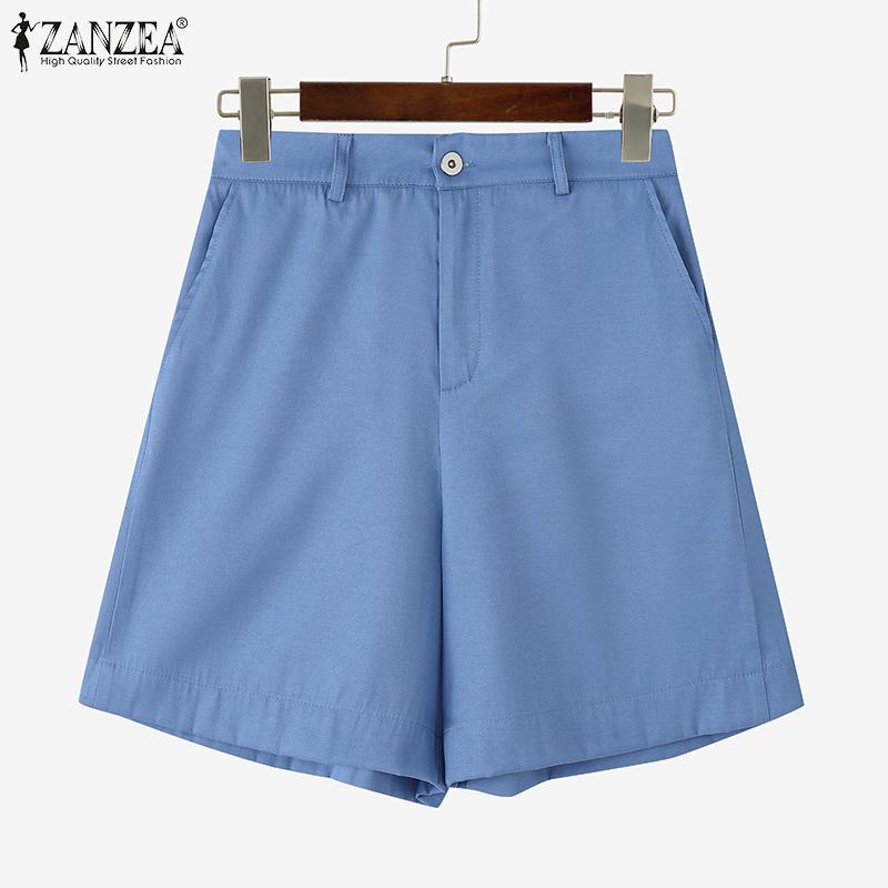 

ZANZEA Womens Casual Solid Color Loose Summer Short Pants S синий
