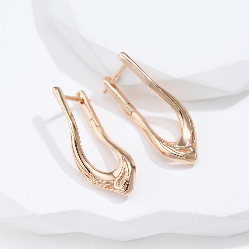 Fashion Glossy Dangle Earrings  Rose Gold Unique V Shape Earrings For Women High Quality Daily Fine Jewelry