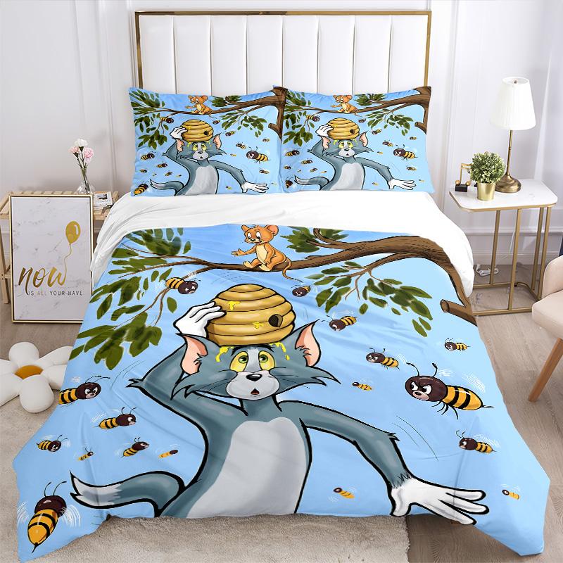 Tom Jerry Honey Hunt Print 3Pcs Bedding Setduvet Cover With 2 Bedropillowcase Home Birthday Gift