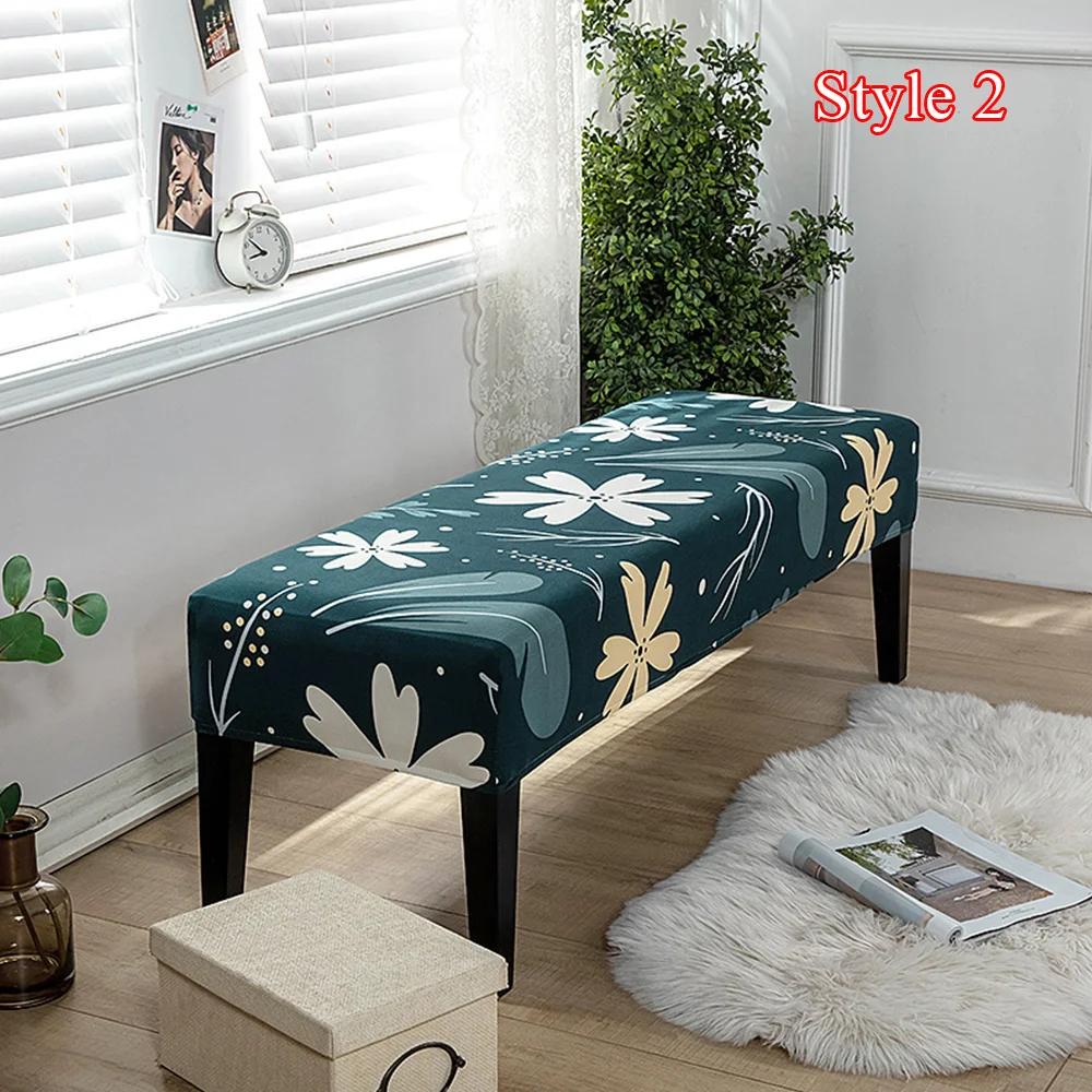 Geometric Bench Cover Stretch Spandex Piano Stool Cover Long Ottoman Cover Solid Color Changing Shoes Chair Slipcover Home Decor