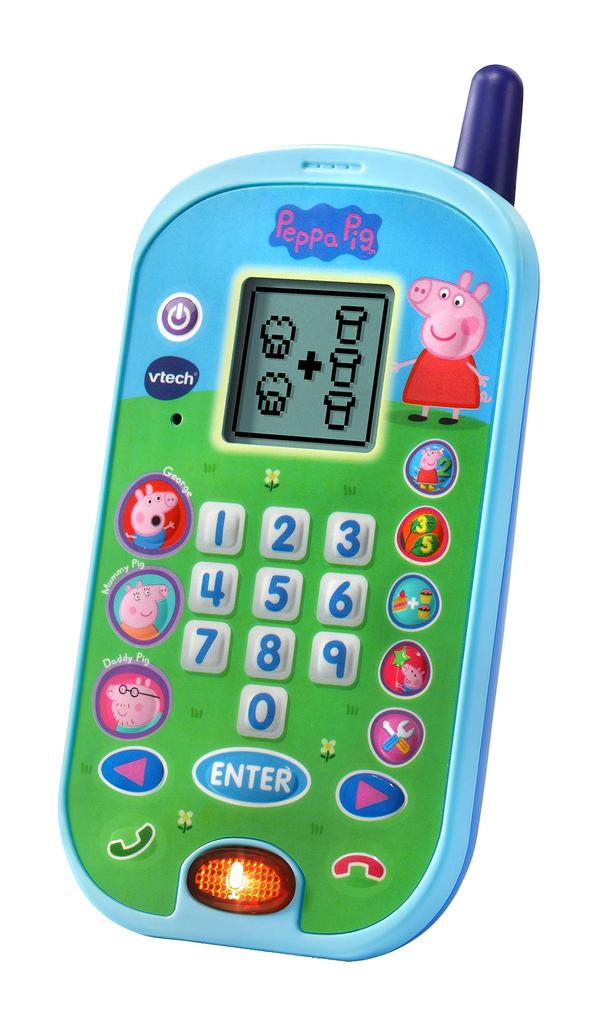 VTech Peppa Pig Pojďme si povídat Učící telefon (Hlasem aktivovaný hračkový telefon s LCD a 4 matematickými hrami)