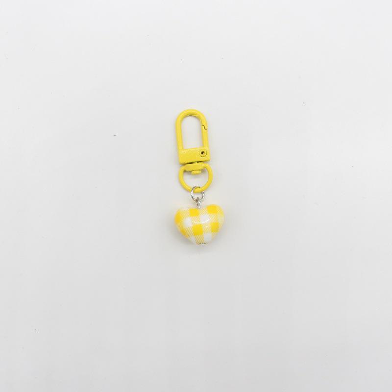 Colorful Striped Plaid Heart Keychain Pendant - Cute Ins Style Bag Charm
