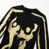 Women Sexy Long Sleeved Black Gold Mini Dress Women’s Solid Wrapping Skirt Party  Dress