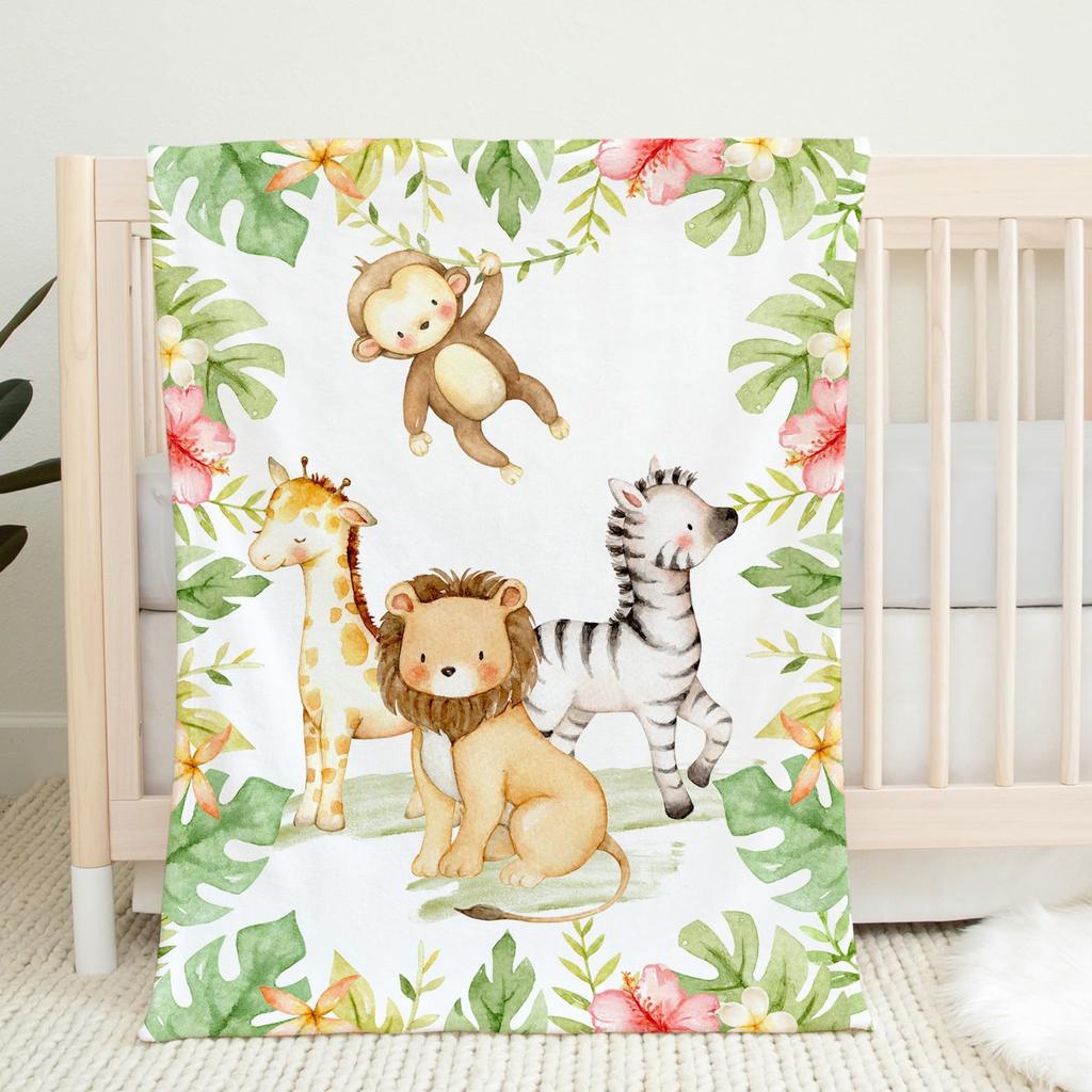 Cartoon Lion Elephant Animal Digitalprinted Polyester Velvet Flannel Cover Blanket Fleece Soft Sofa Cover Blankets for Beds