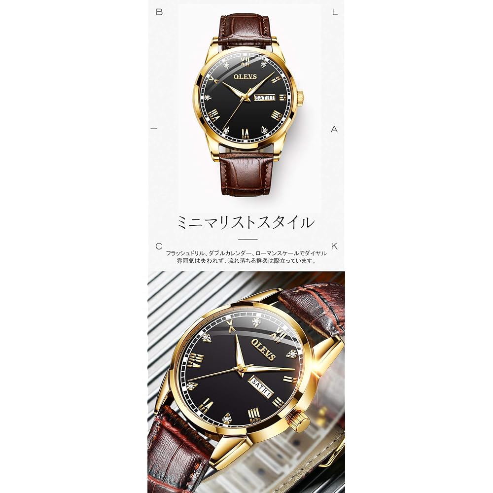 OLEVS Men's Ultra-Thin Analog Quartz Watch with Leather Strap and Date Display