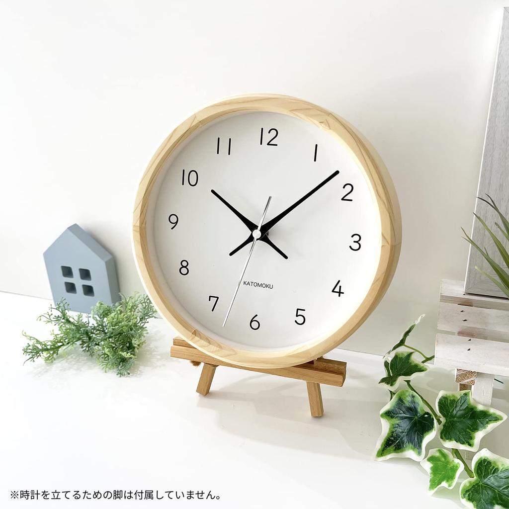 KATOMOKU Muku Clock 13 Hinoki Wall Clock Continuous Second Hand km-130HIRC 220mm (Radio Clock)
