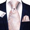 Hi-Tie Luxe Cadeaubox Paisley Jacquard Stropdas Zachte Heren Zakdoek Manchetknopen Set Bruiloft Hoge Kwaliteit