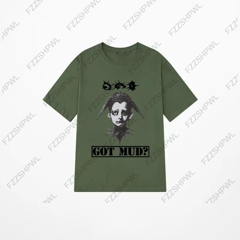 O-Neck Aesthetics Graphic Print Rock Gothic Y2K Cotton T-shirt Vintage Hip Hop Tee Oversized Punk Short Sleeve T-shirt Fashion