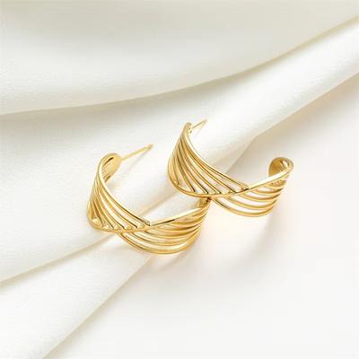 Fashion Hollow Earrings Gold Plated Stainless Steel Geometric Earrings for Women Suitable For Daily Wearing Party Gifts