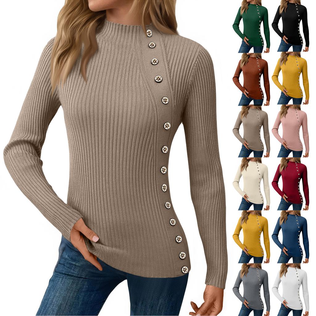 Sweter damski casualowy w jednolitym kolorze, zapinany na guziki, z długim rękawem, sweter podstawowy