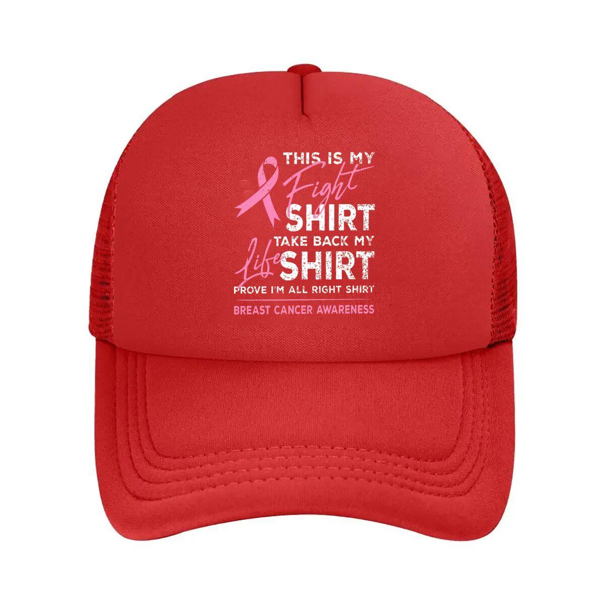 Breast Cancer Awareness Fight Mesh Baseball Cap Hip Hop Adjustable