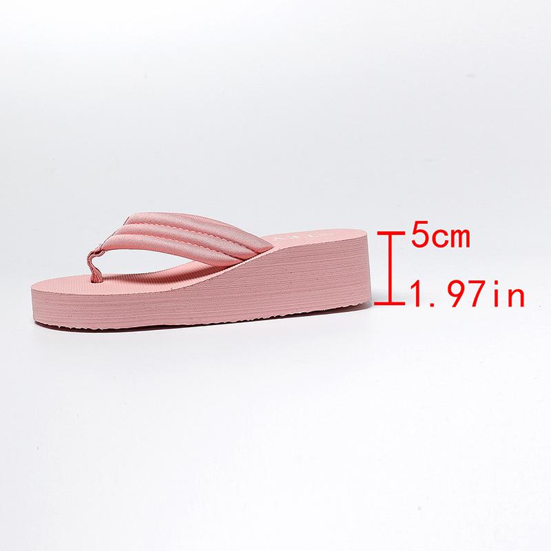Fashion 2025 Summer Beach Pink Flip Flops for Women Non Slip Weightlight Wedge Slippers Woman Fashion Thick Bottom Clip Toe Slides Mujer