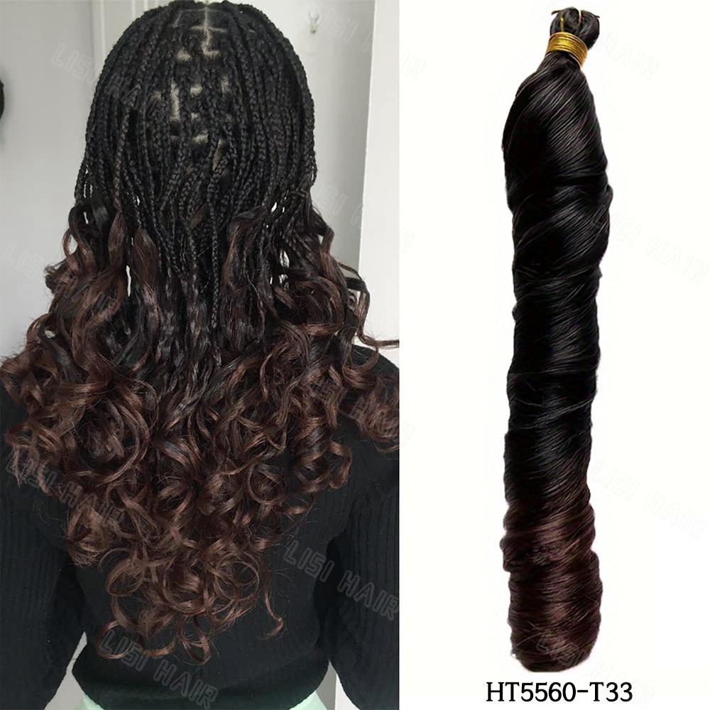 

MISS WIG Synthetic Long Box Braids Hair Extensions Natural Looking Loose Wavy Curly Crochet Wig For Women Cosplay Party Use 55cm