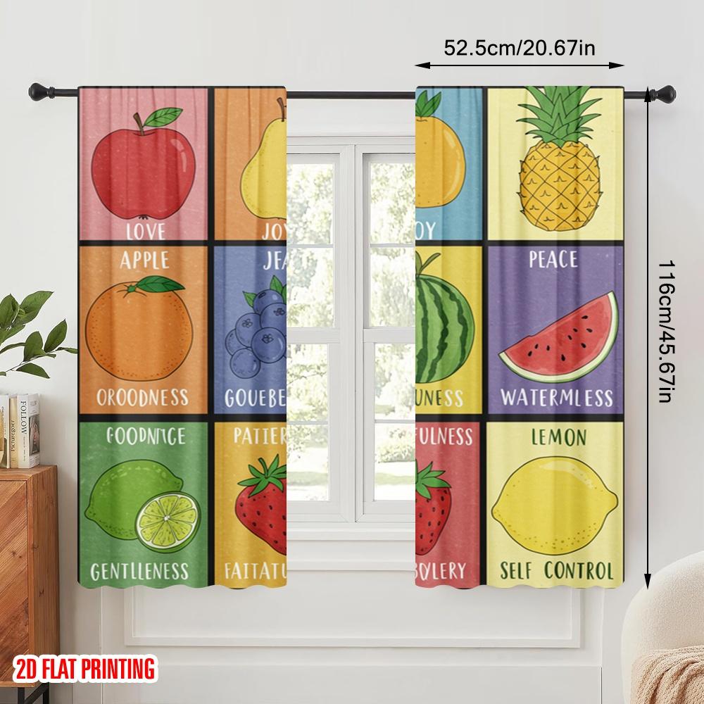 2pcs 2D flat printing Window Treatment Curtains The Fruit of the Spirit Polyester Without Electricity 0 Perfect for Decorations