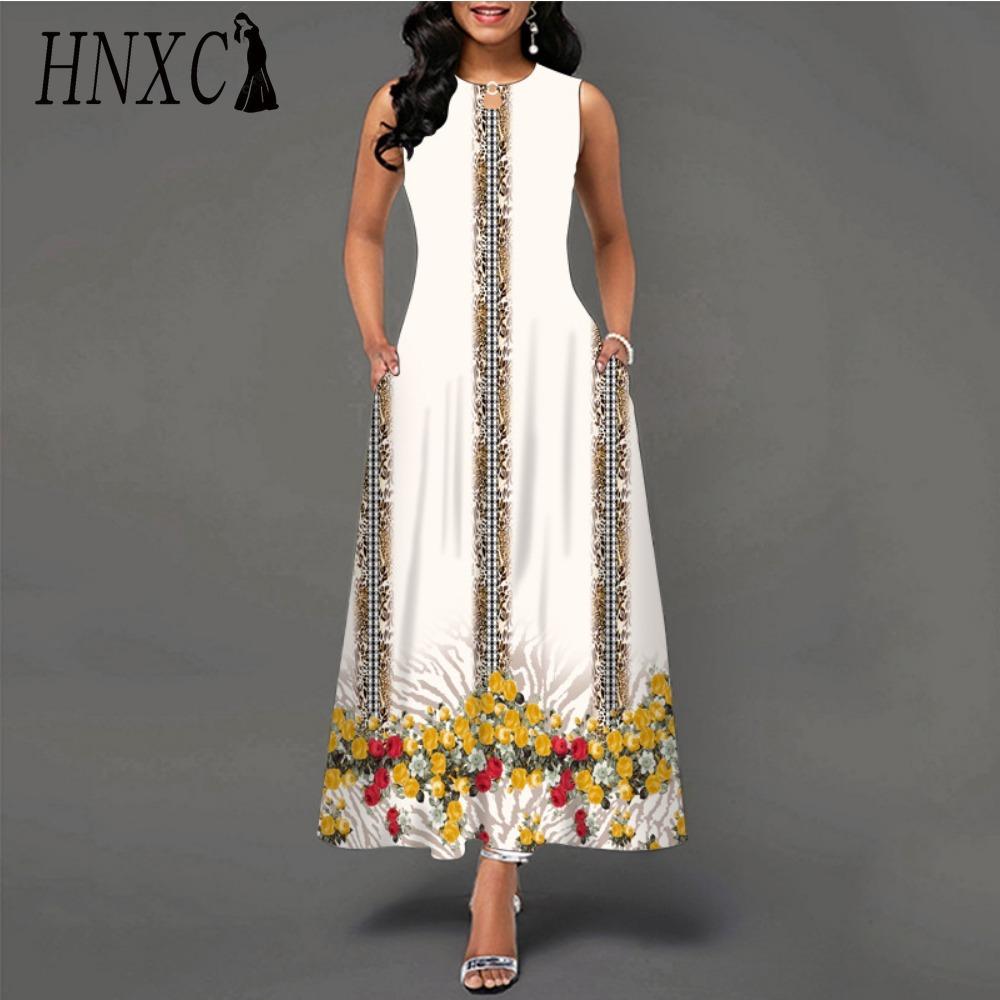 HNXC 48 barev Nové dámské volné vintage květinové volánové šaty Befree šaty Velká letní párty Tílka Elegantní maxi šaty