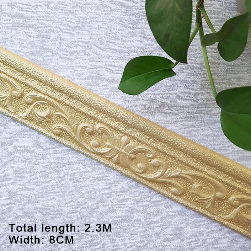 230cm 3D geprägte Schaumstoff Wanddekoration Selbstklebende Rückwandleiste, Dekorative Tapetenbordüre, Sockelleiste Hausdekoration