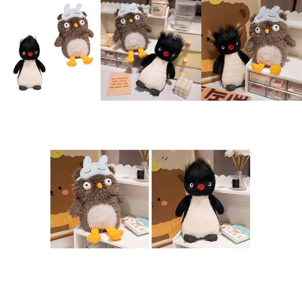 Adorable 25cm Plush Owl With Eye Mask And Fluffy Penguin Soft Toy For Girlfriend Birthday Gift