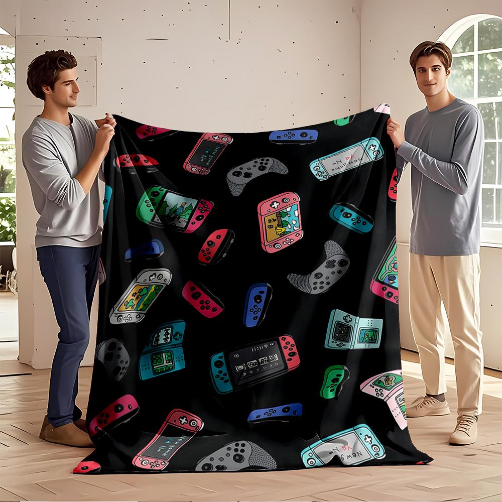 Colorful Gaming Console Pattern Blanket Flannel blanket for bedroom, living room, sofa, and nap sofas.