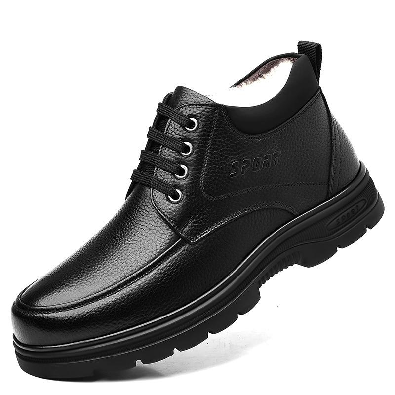 

Хлопковые туфли мужские теплые зимние бархатные утолщенные высокие формальные повседневные мужские туфли для пап среднего и пожилого возраста 44