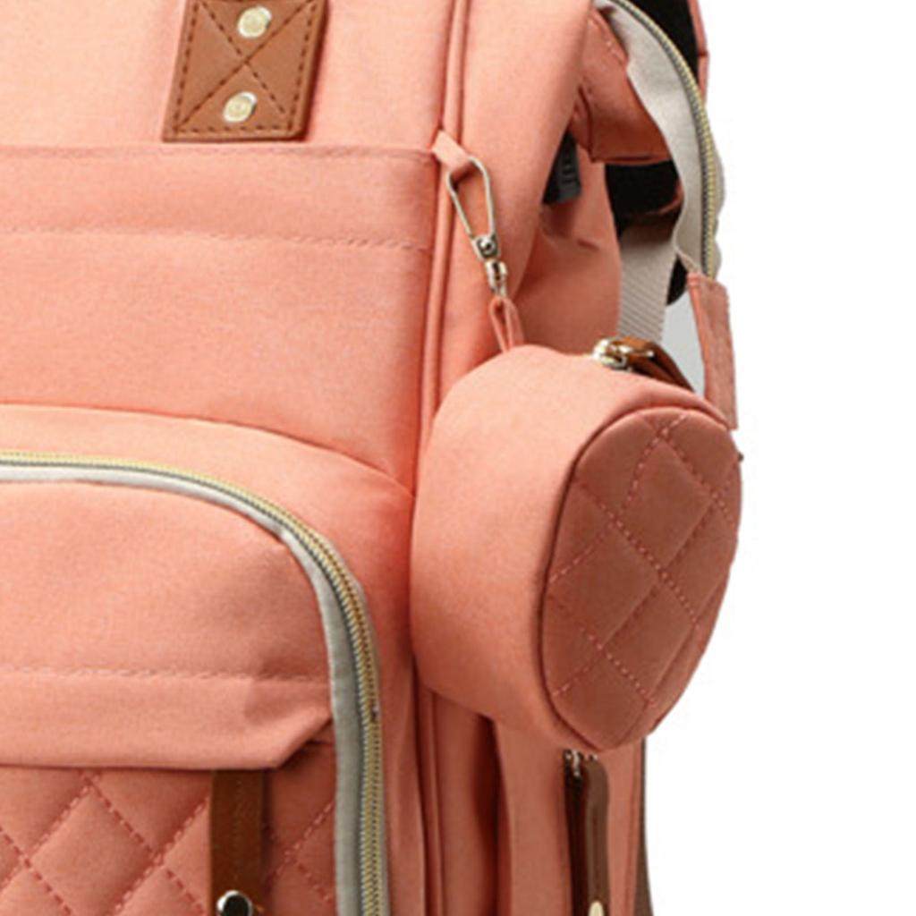 Diaper Women Bag Backpack Multi Compartment Large Opening Top Mother Baby Travel Backpack Pink