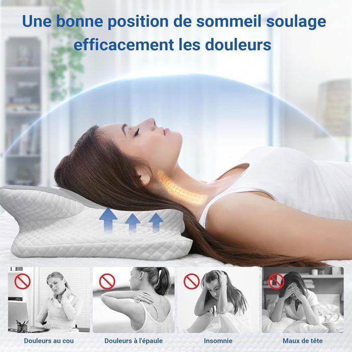 Oreiller Mémoire De Forme - WENZYLIQUOX - Design Papillon - Mémoire De Forme - 62x41x13/11cm - Housse Lavable