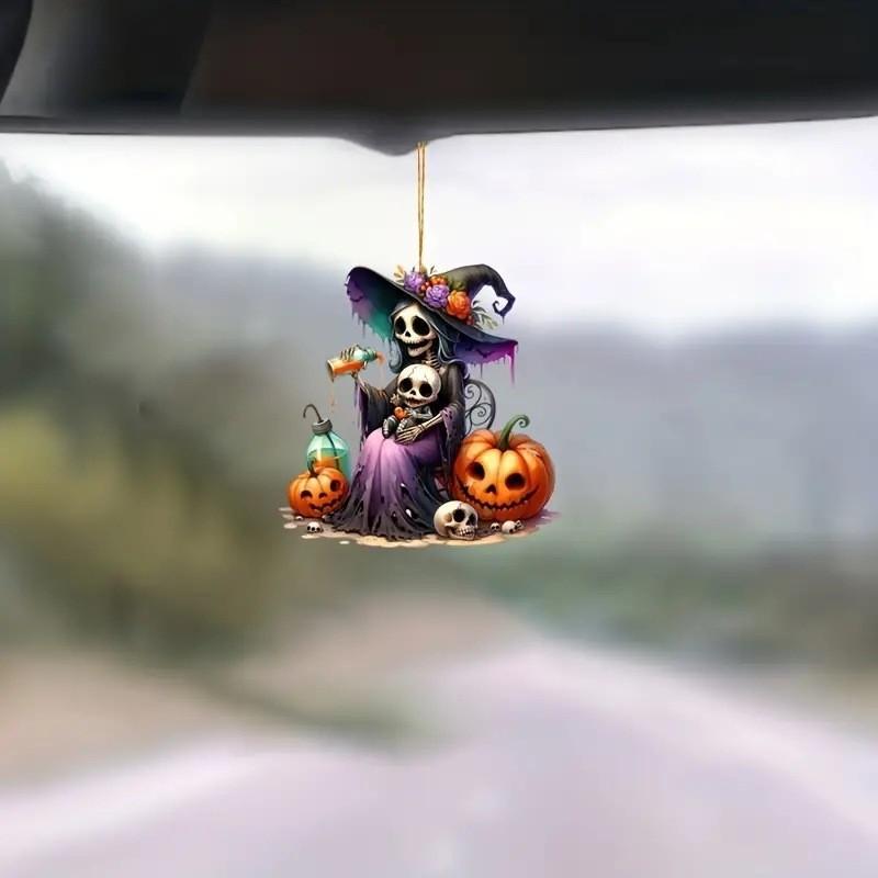 Skull Halloween Themed Pumpkin Pattern Acrylic Pendant For Decoration Holiday