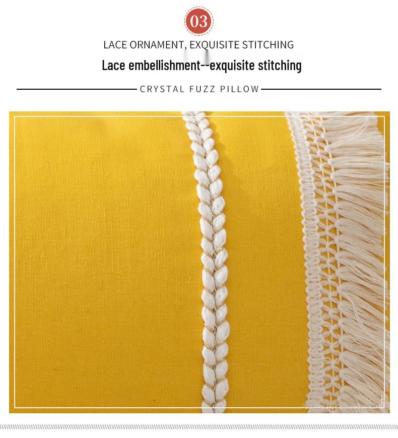 Bohemian Tassel Pillowcase Sofa Waist Support Cushion (Core Not Included)