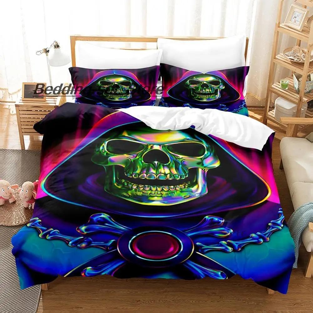 Skull Skeletor Bedding Set Single Twin Full Queen King Size Bed Set Teenager Bedroom Duvetcover Sets 3D Anime Bed Sheet Set
