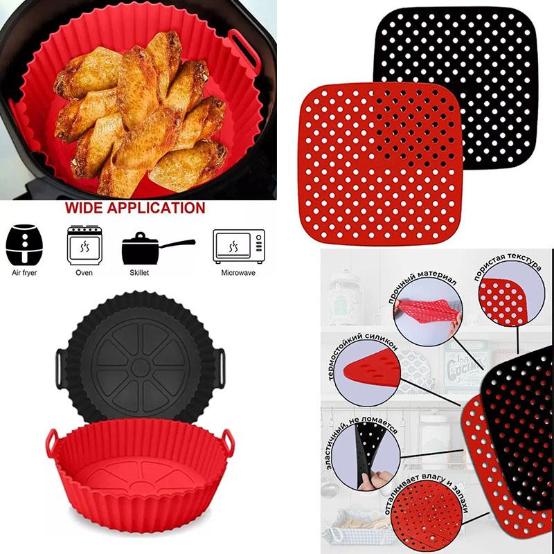 Air Fryer Liners Non-Stick Round and Square Baking Mats Heat Resistant Perforated Basket for Frying Roasting  Bakeware Tools