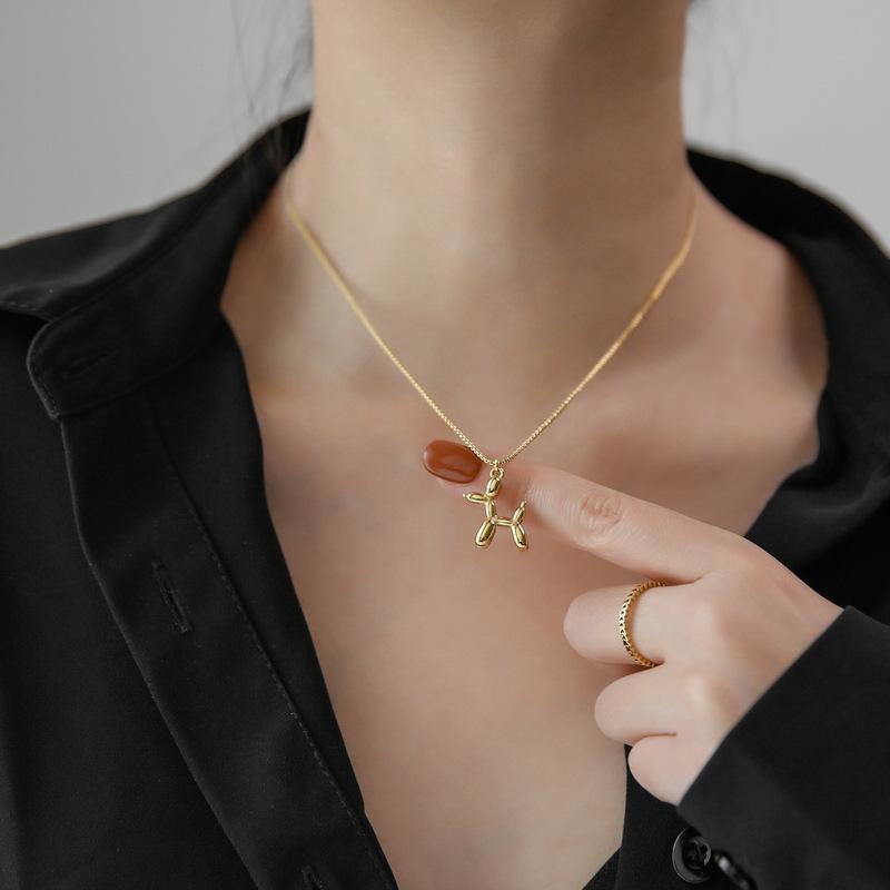 Silver Cute Animal Balloon Dog Necklaces Creative Pendant Clavicle Chain Necklace Ladies Girl Jewelry