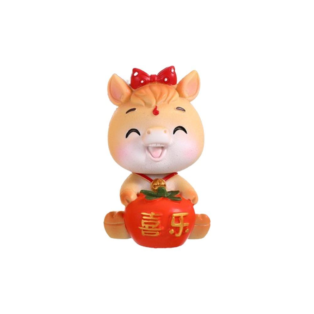 Resin 2026 Miniature Horse Figurine Cute Horse Year Mascot Festival Ornament  Car Ornament
