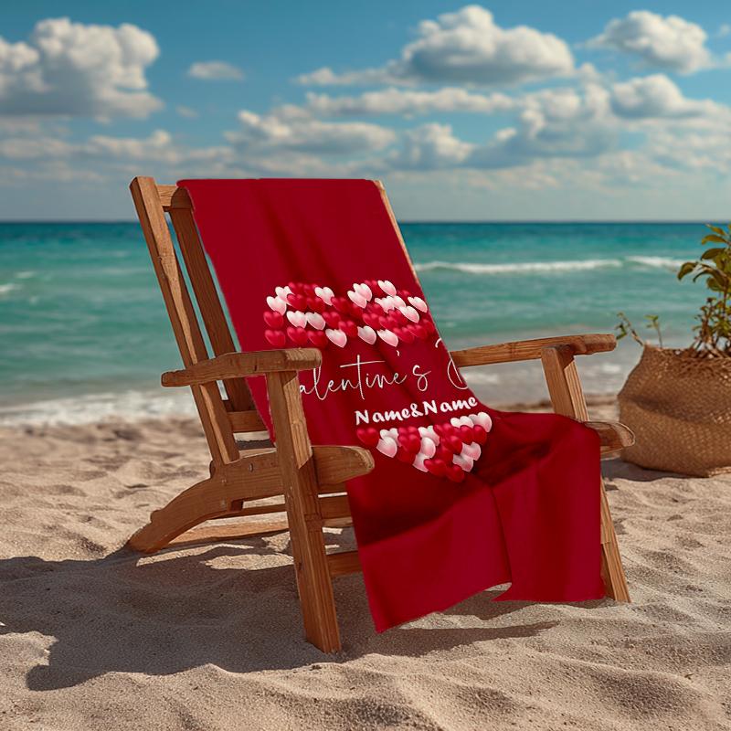 Custom Name Ultra-Soft Beach Towel with Love Theme,Ideal for Pool - Camping, Diving - Perfect Travel Essential, Vibrant Beach Towel.