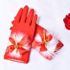 WTEMPO 1 Pair Cold-proof Full Finger Gloves Elegant Warm Bow Plush Bell Red Gloves Christmas Costume Decorative Accessories
