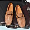 Herr Mockasiner Loafers Körskor Flats Casual Slip-ons Plusstorlek Färg Khaki Ärt-skor