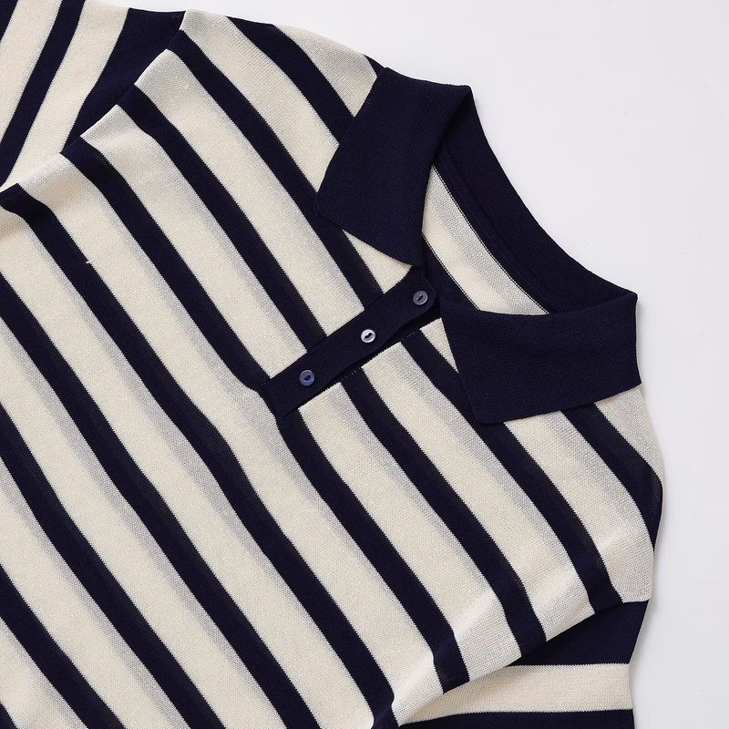 Kaslead New Women Clothes Western Style Versitile Fashion Stripe Simple Knitted Short Sleeve 5536048