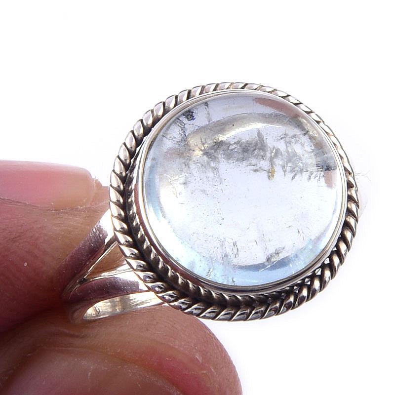 

Кольцо из чистого серебра 925 пробы с натуральным аквамарином, размер 7, t8S70