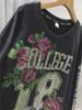 739# Women's Rhinestone Sweatshirt - Heavy Duty, Slimming Long Sleeve, Light Luxury, Fashionable, Age-Reducing Top