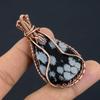 Snowflake Obsidian Pendant, 999 Copper Wire Wrapped Gemstone Handmade Dainty Jewelry Pendant, For Her