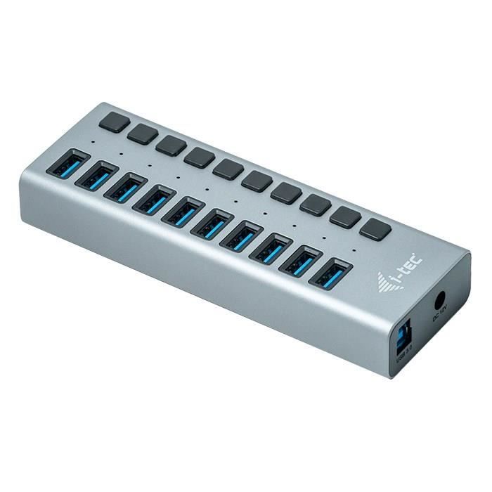 Hub USB 3.0 - I-TEC - Puissance avec 10 Ports USB 3.0 et Adaptateur dalimentation 48W