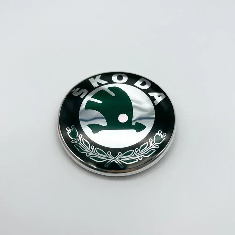 Skoda 2025 Heiß 80mm 90mm 100mm Auto Logo Abzeichen Auto Frontgrill Heckklappen Emblem für Skoda Octavia Rapid Fabia A7 Superb KAMIQ V