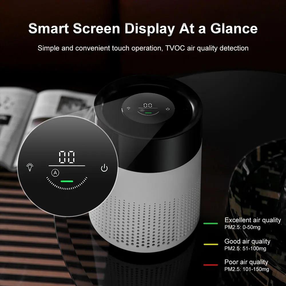 Air Purifier for Home Smart Display Negative Ions H13 HEPA Filter 26dB Filtration System Air Cleaner Pet Hair Bedroom