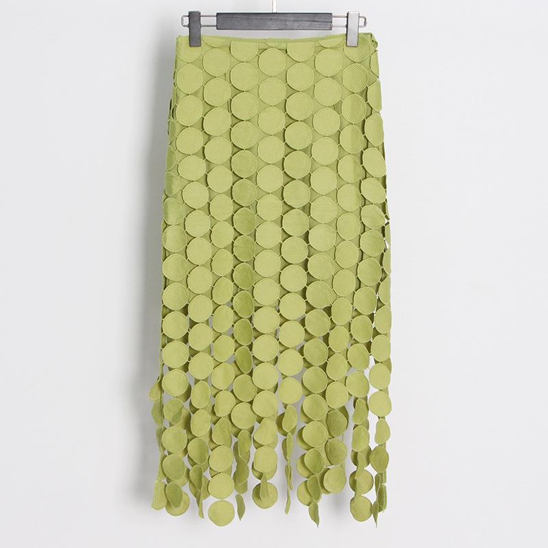 2025 Summer Embroidered Tassel High-End Women’s Wrap Skirt In Solid Colors